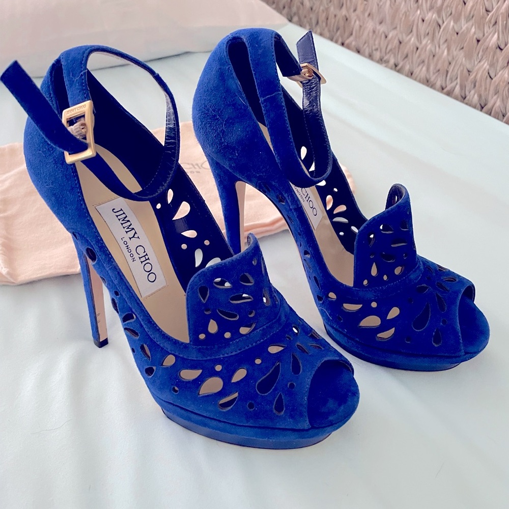 Jimmy Choo blue suede heels. Never worn. Excellent condition